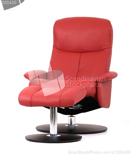 Image of Red recliner with footstool