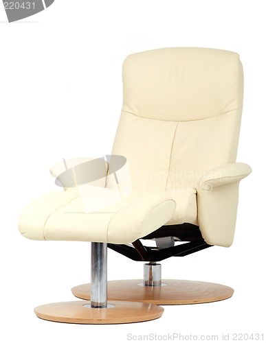 Image of Off-white recliner with footstool