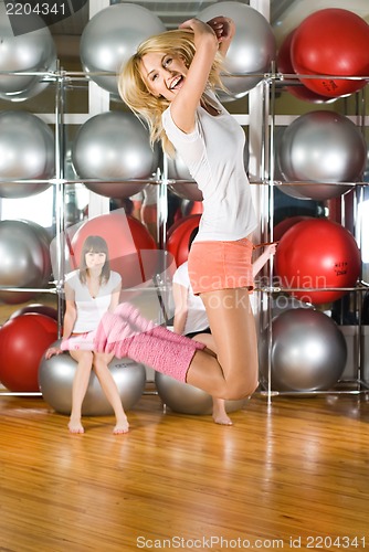 Image of Pretty girls in fitness center
