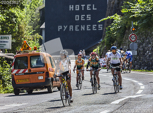 Image of Amateur Cyclists on the Roads of Le Tour de France