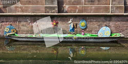 Image of Easter Decoration on a Canal in Colmar