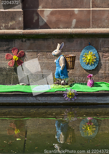 Image of Easter Decoration on a Canal in Colmar