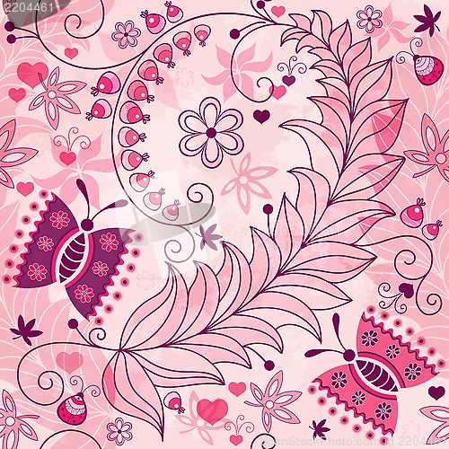 Image of Seamless spring grunge floral pattern