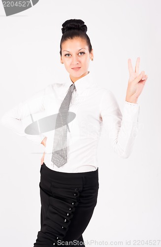 Image of Woman with victory sign