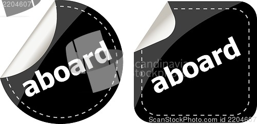 Image of aboard word black stickers set icon button