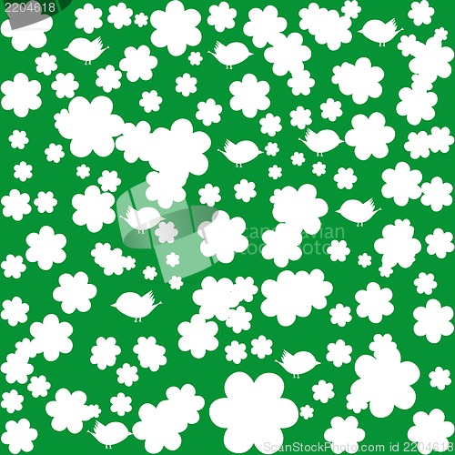 Image of Floral seamless pattern with birds
