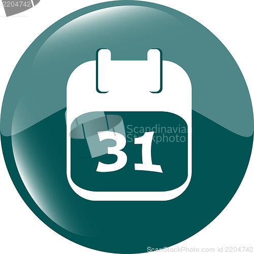 Image of calendar apps icon glossy button. day 31