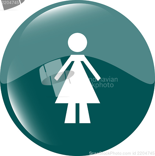Image of woman round glossy web icon on white background