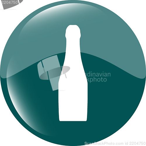 Image of bottle with drink - icon glossy button isolated