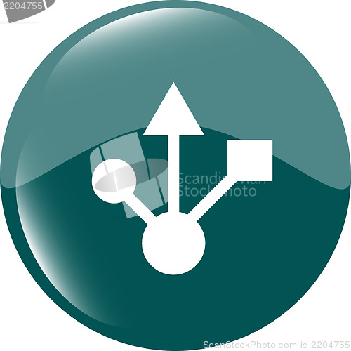 Image of USB 2.0 or 3.0 sign icon on glossy button