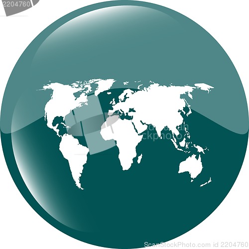 Image of Globe icon, earth world map on web button