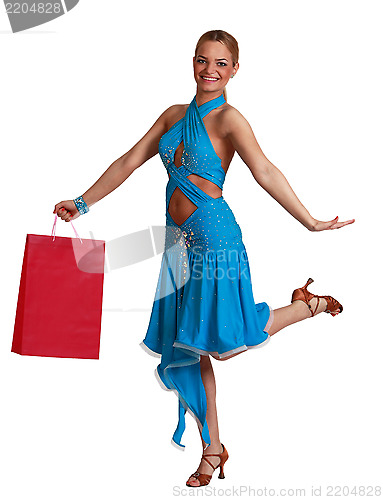 Image of Happy Woman with Shopping Bag