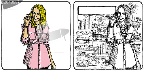 Image of Vector Sketch Business Woman