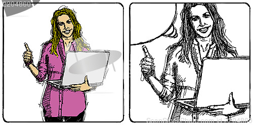 Image of Vector Sketch Business Woman