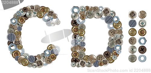 Image of Characters C and D made of nuts and bolts head