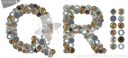 Image of Characters Q and R made of nuts and bolts head