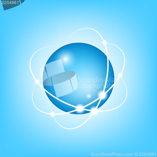 Image of 3D Vector Atom on blue