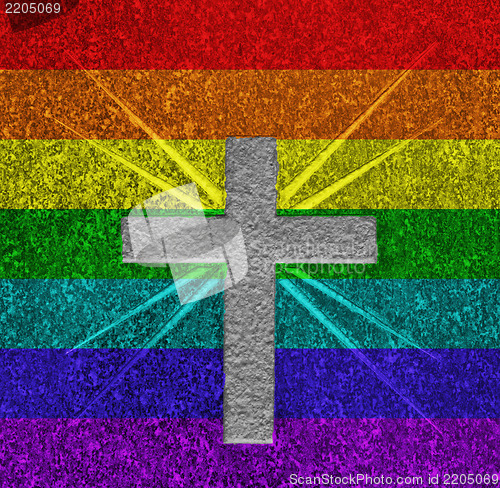 Image of Rainbow flag cross