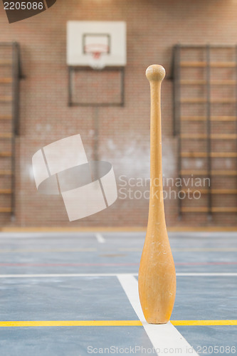 Image of Wooden pin on a court