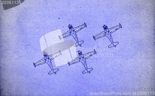 Image of Drawing of four small airplanes