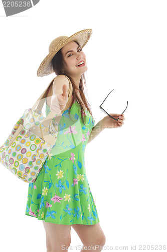 Image of Happy woman on summer vacation