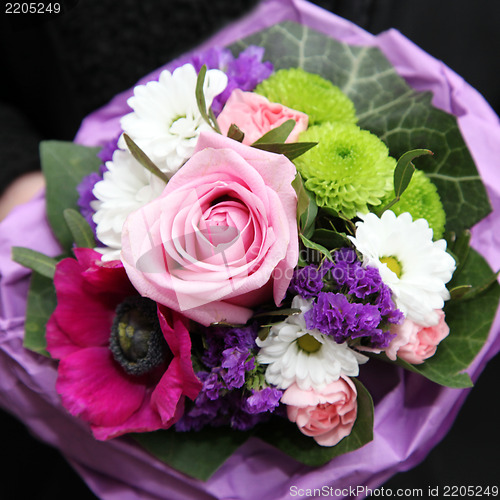 Image of Colourful bouquet of mixed flowers
