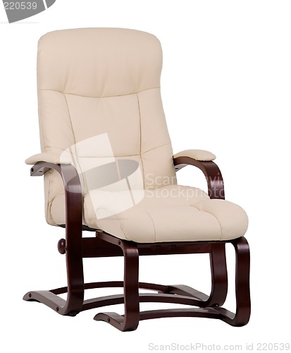 Image of Brown and beige leather recliner