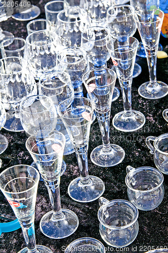 Image of bric-a-brac market with wine glasses