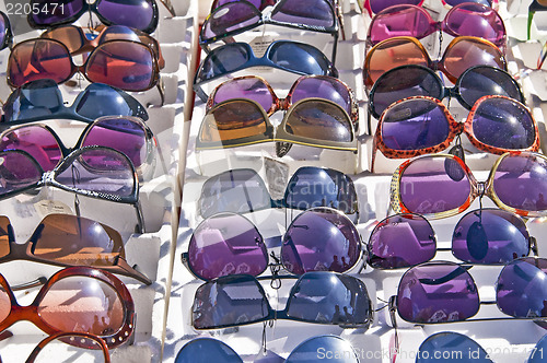 Image of sunglasses on a market