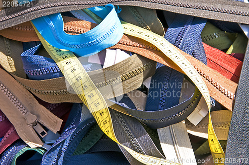 Image of Zippers on a market