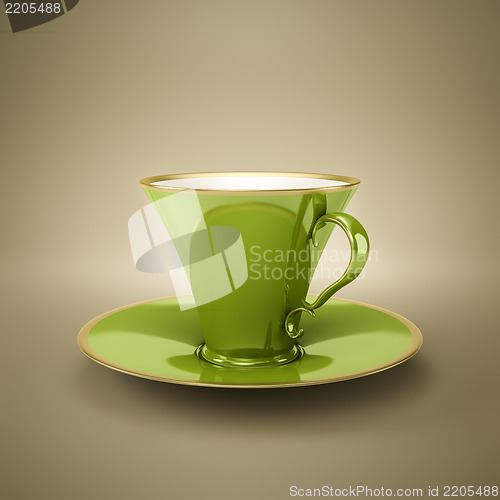 Image of elegant green vintage coffee cup