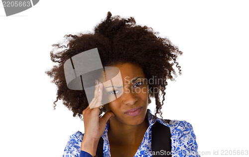Image of African american woman feels sick 