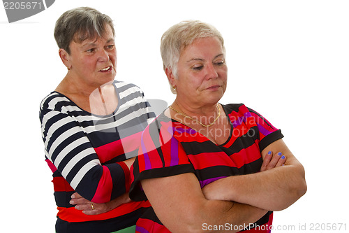 Image of Two female seniors in dispute 