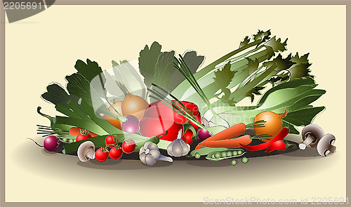 Image of Illustration fresh vegetables. 