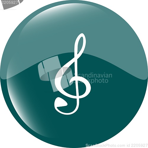 Image of music round glossy web icon on white background