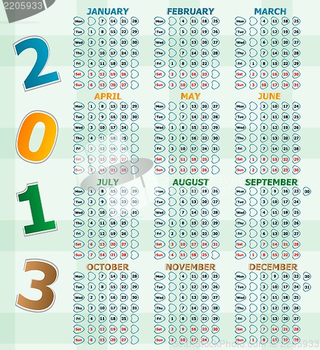 Image of Simple 2013 year vector calendar