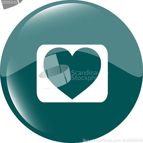 Image of love heart icon button sign