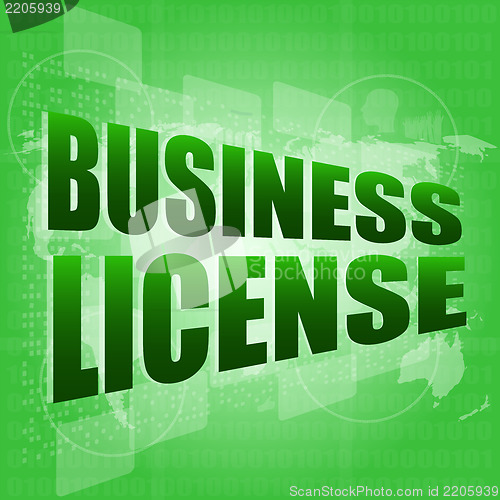 Image of business license on digital touch screen