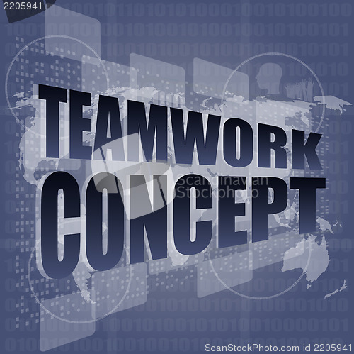 Image of teamwork concept - business growth on touch screen
