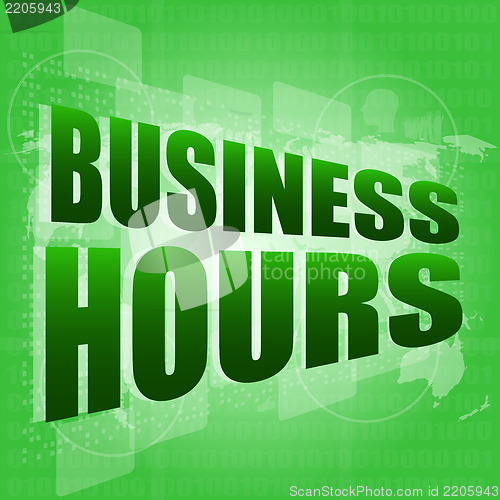 Image of business hours on digital touch screen