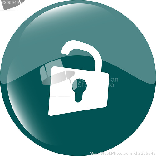 Image of Padlock icon web sign. Rounded button