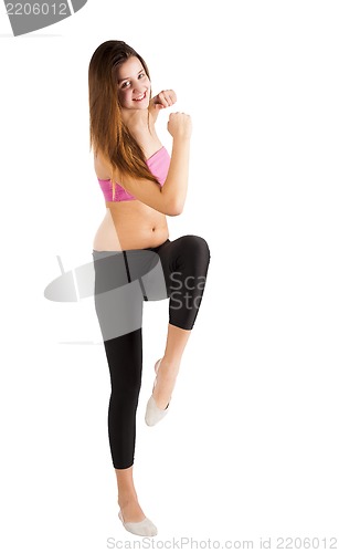 Image of Pretty girl doing fitness exercise