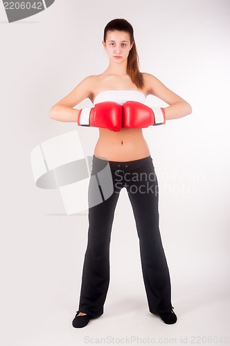 Image of Portrait of female boxer