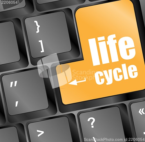 Image of life cycle on laptop keyboard key