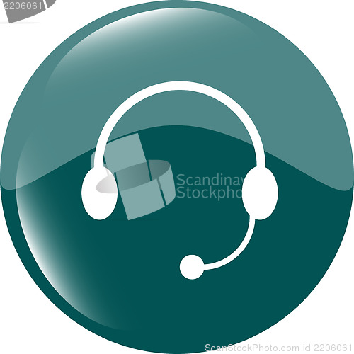 Image of Headphones icon on round internet button original illustration