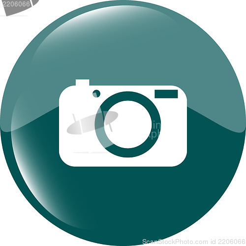 Image of Camera icon on round internet button original illustration