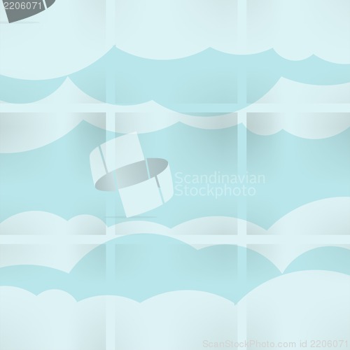 Image of Abstract speech bubbles in the shape of clouds used in a social networks on light blue background