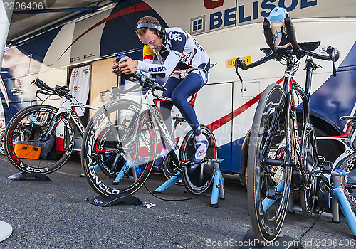 Image of Cyclist Warming Up