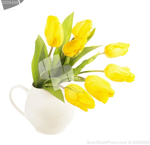 Image of Yellow tulips in a jug