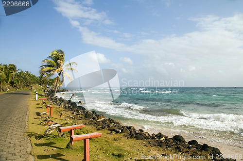 Image of Caribbean Sea waterfront Sally Peach Beach Big Corn Island Nicar